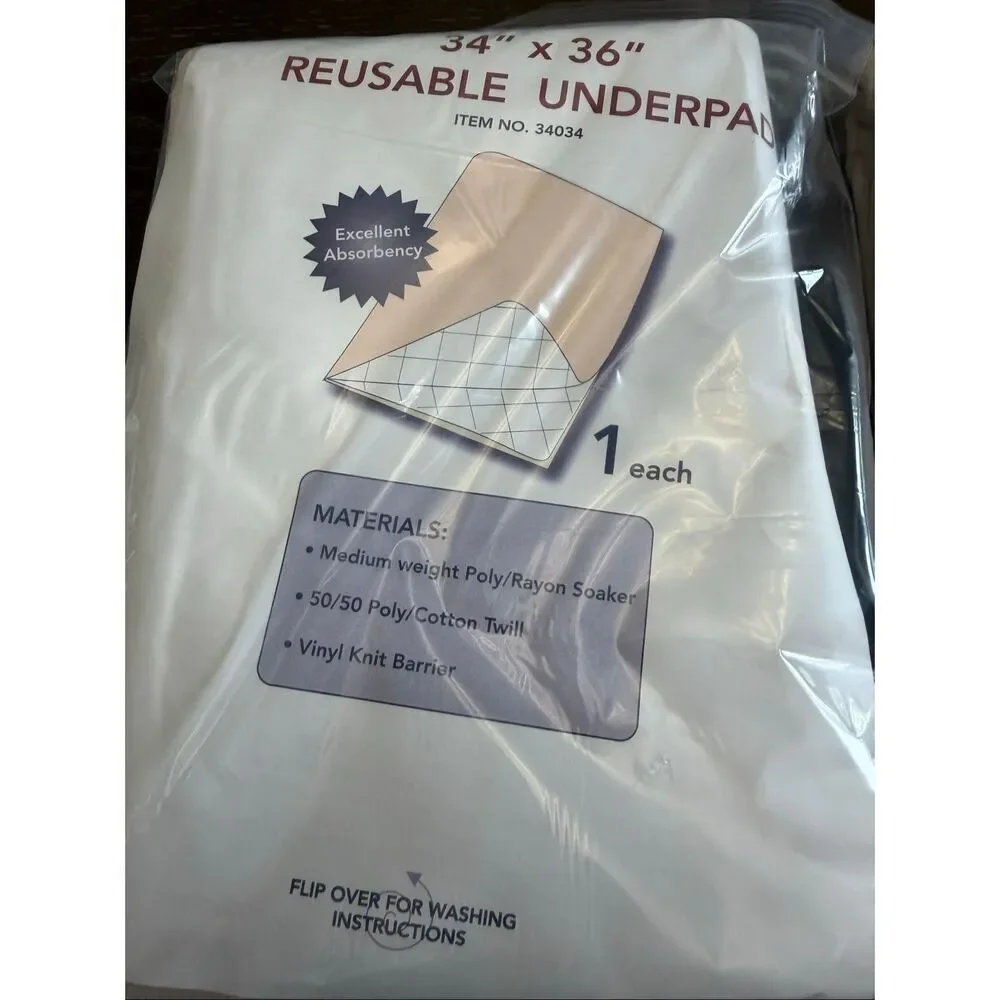 Bundle of 2 New Heavy Duty, Reusable 34x36” Underpads or Bed Pads. Washable!